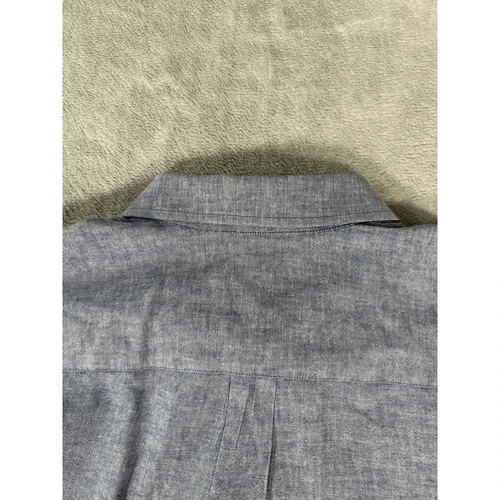 Banana‎ Republic Shirt Men's XL Blue Linen Blend Short Sleeve Button Up